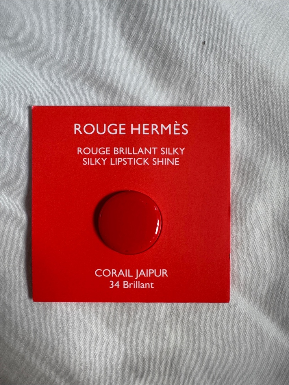 NEW Hermes Rouge Brilliant Silky Lipstick Shine Sample Corail Jaipur 34 Brillian